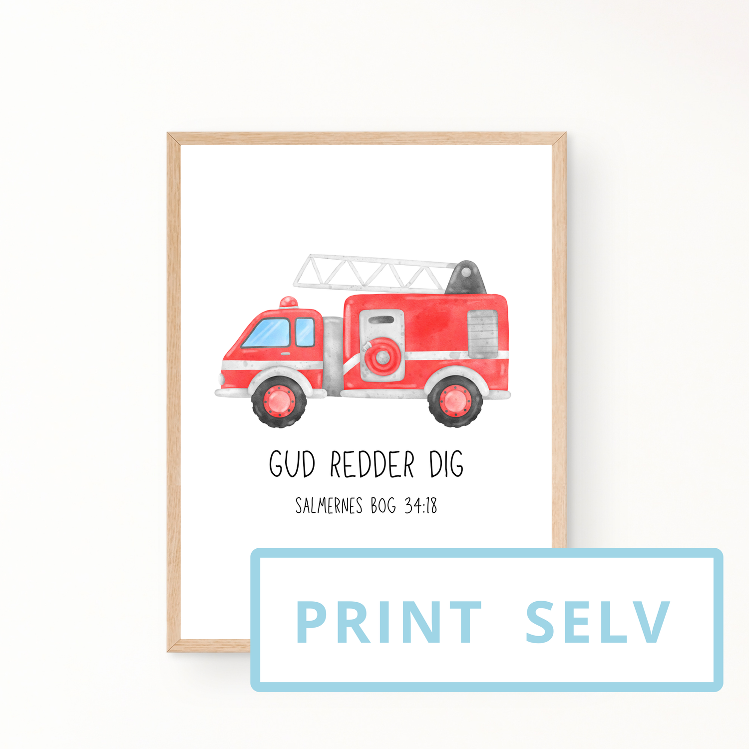 &quot;Gud redder dig&quot; børneplakat (print selv)