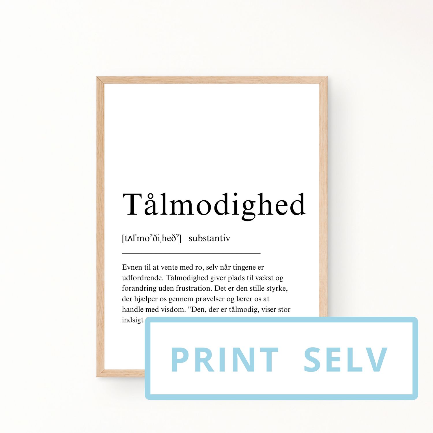 &quot;Tålmodighed&quot; definitionsplakat (print selv)
