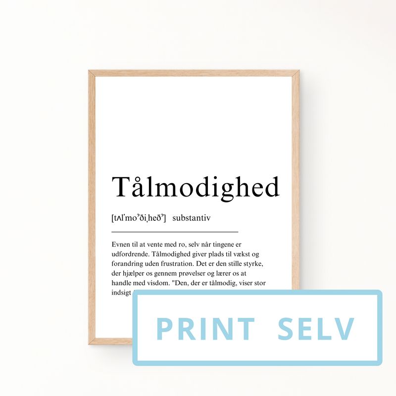 &quot;Tålmodighed&quot; definitionsplakat (print selv)