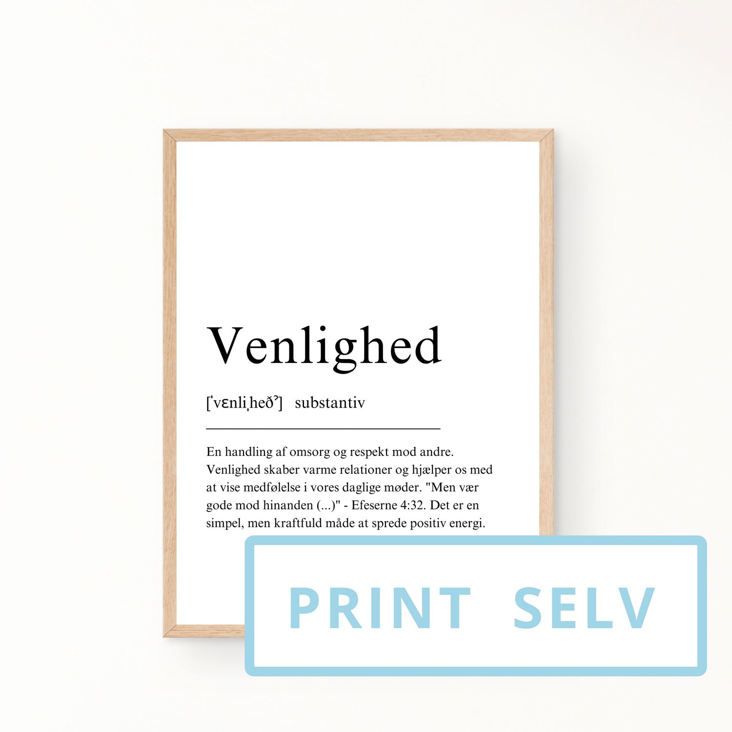 &quot;Venlighed&quot; definitionsplakat (print selv)