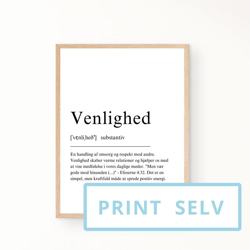 &quot;Venlighed&quot; definitionsplakat (print selv)