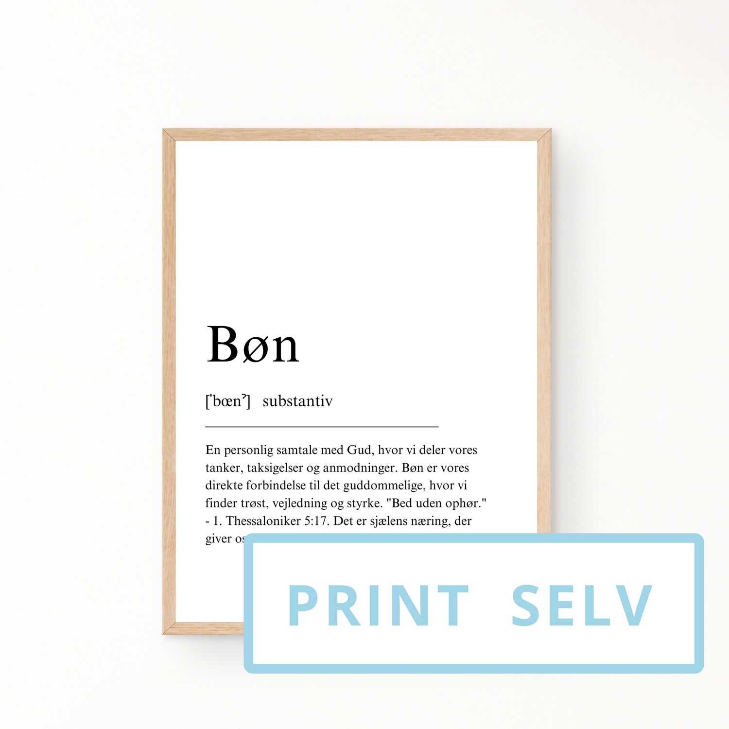 &quot;Bøn&quot; definitionsplakat (print selv)