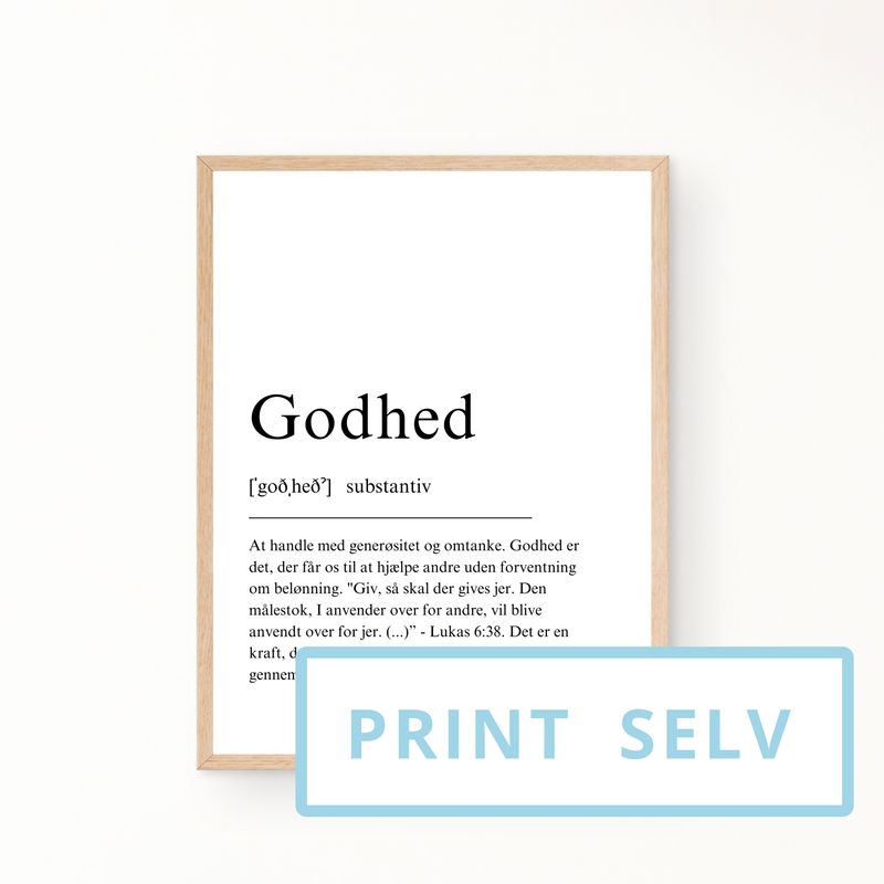 &quot;Godhed&quot; definitionsplakat (print selv)