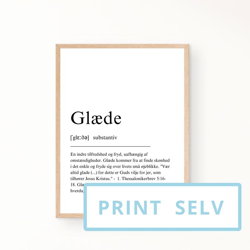 &quot;Glæde&quot; definitionsplakat (print selv)