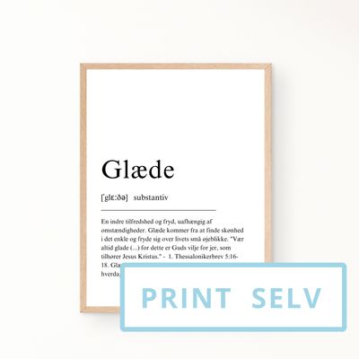 &quot;Glæde&quot; definitionsplakat (print selv)