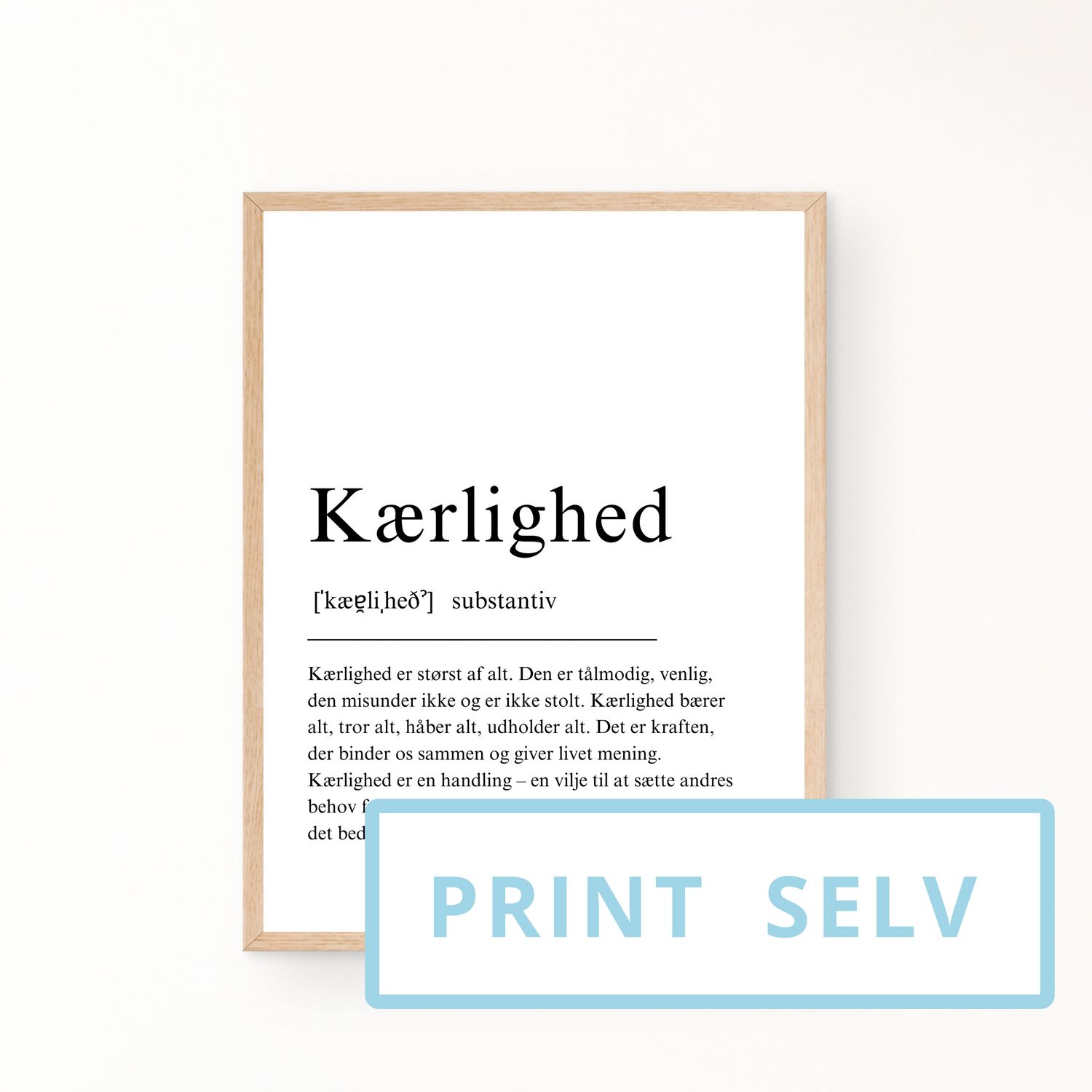 &quot;Kærlighed&quot; definitionsplakat (print selv)