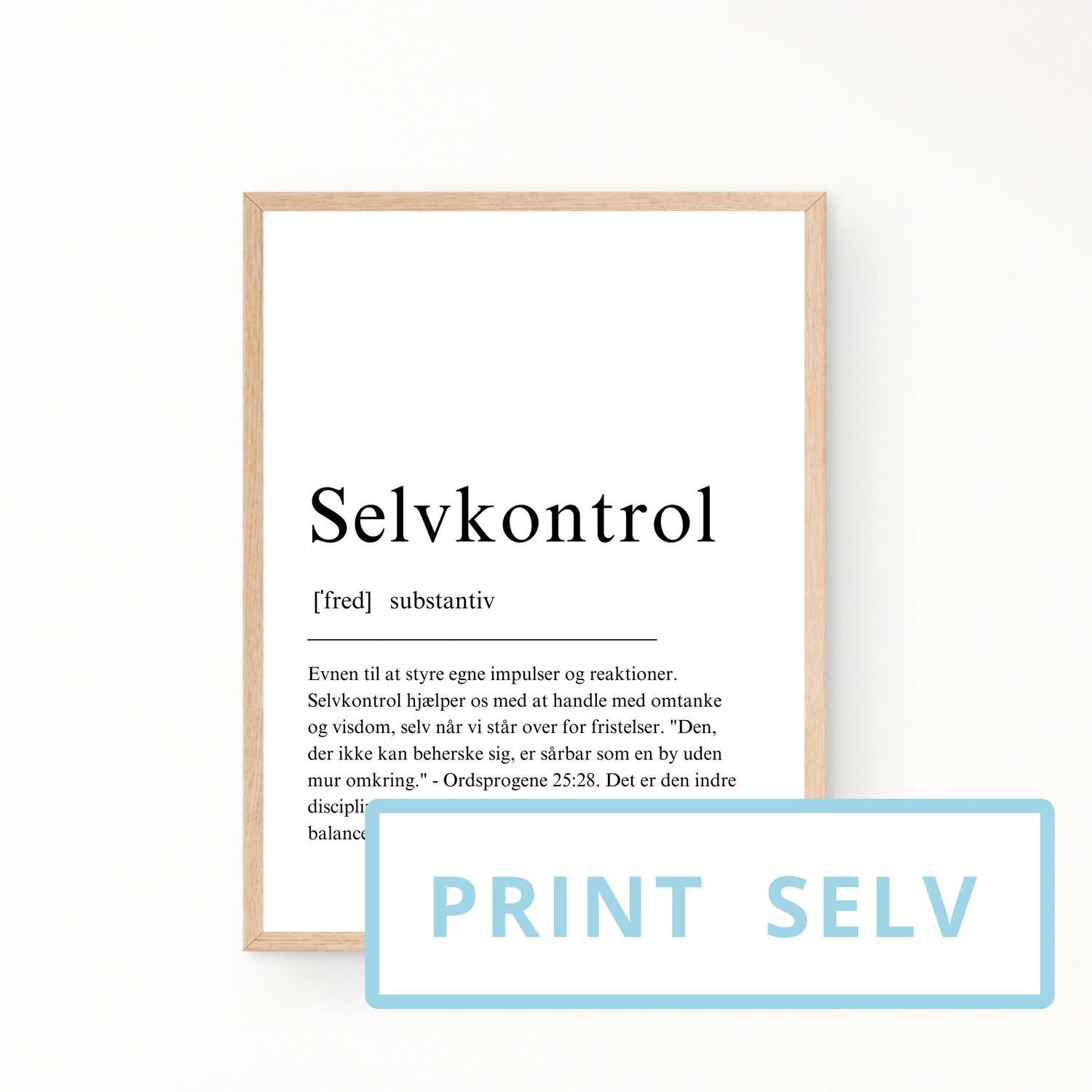 &quot;Selvkontrol&quot; definitionsplakat (print selv)