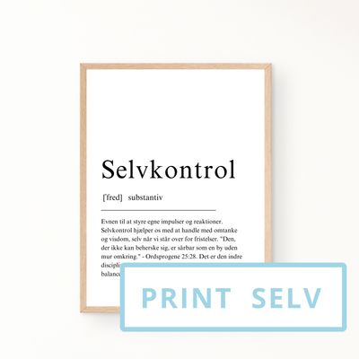 &quot;Selvkontrol&quot; definitionsplakat (print selv)