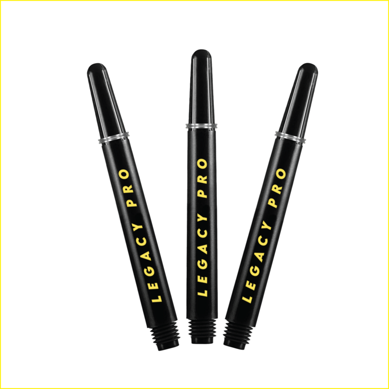 LEGACY PRO Short Dart Shafts - Black/Yellow 
1 SET (3 Dart Shafts in Total)