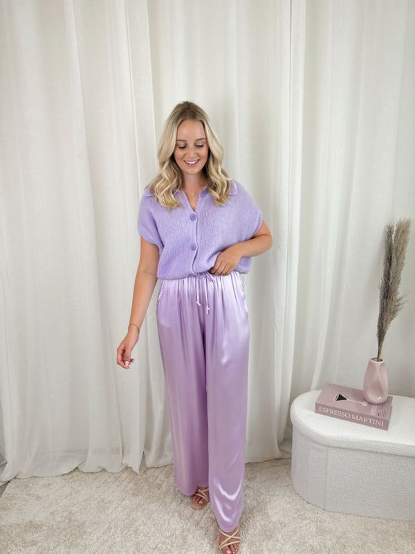 SILKY SATIN PANTS LILA