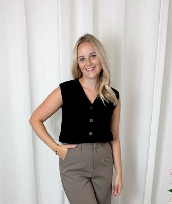 DEMI BUTTON GILET ZWART