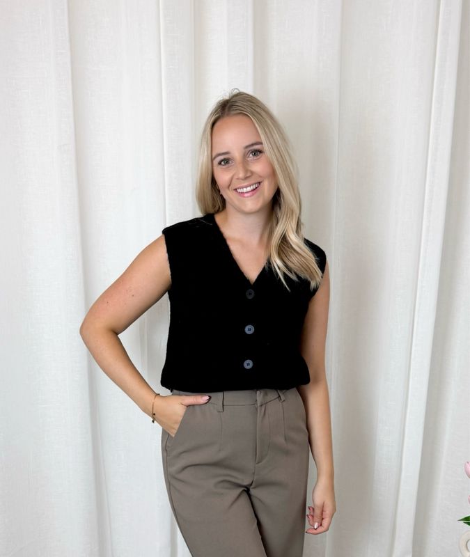 DEMI BUTTON GILET ZWART
