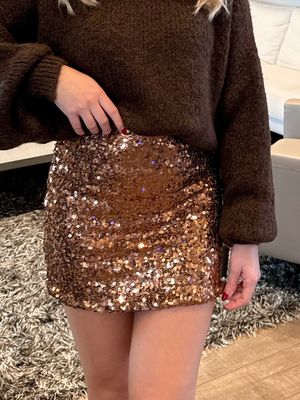 LYNN GLITTER SKIRT BROWN