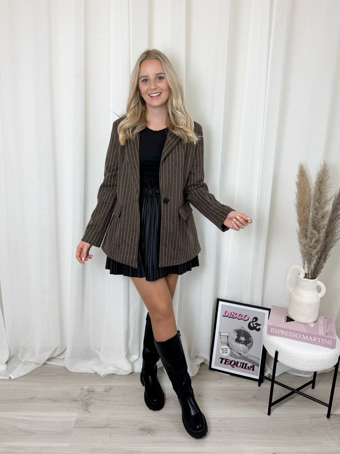 JUNE STRIPE BLAZER BROWN