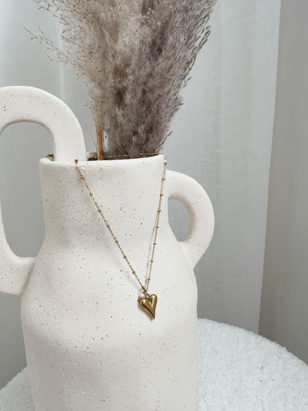 HEART PEARL NECKLACE GOLD