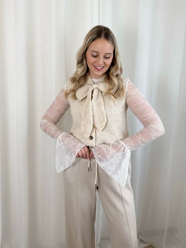 JADE BOW GILET BEIGE
