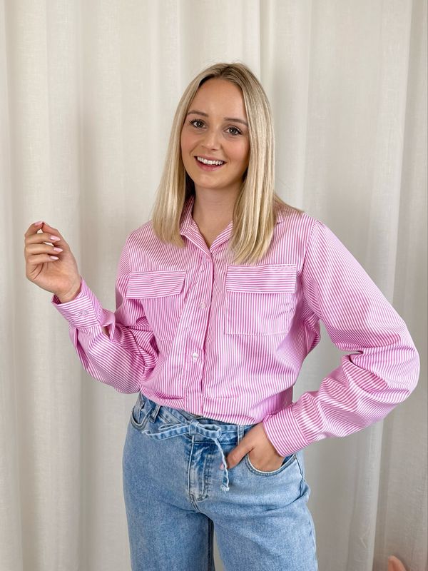 ELLIS STRIPE BLOUSE PINK