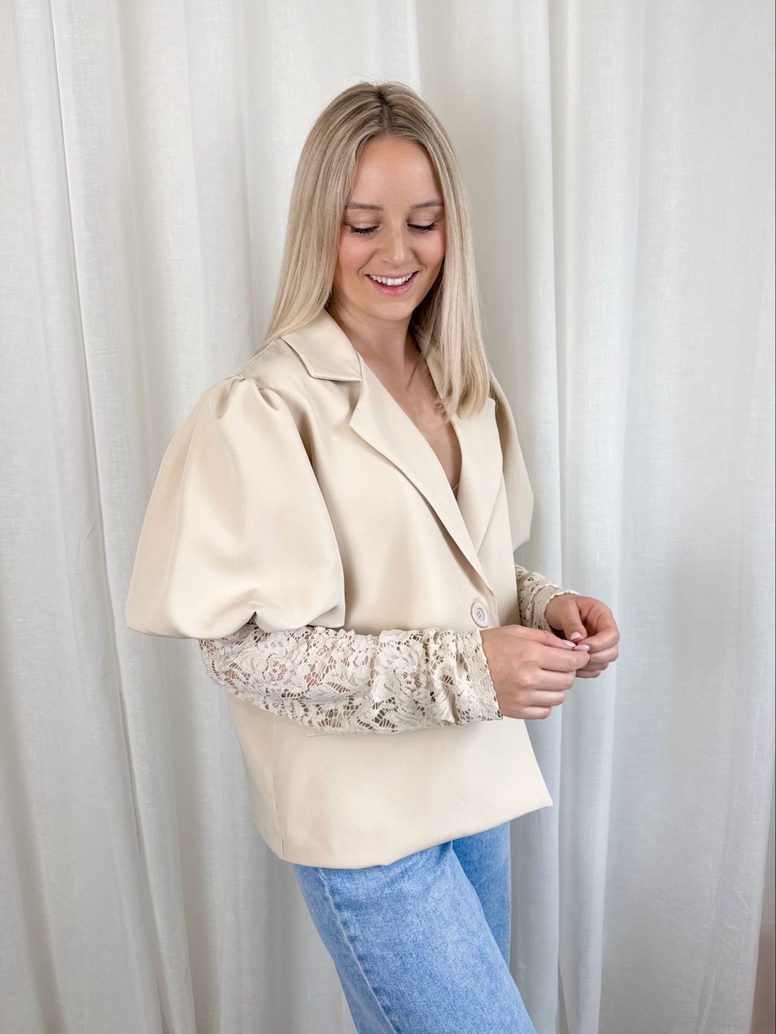 FLOOR LACE BLAZER BEIGE