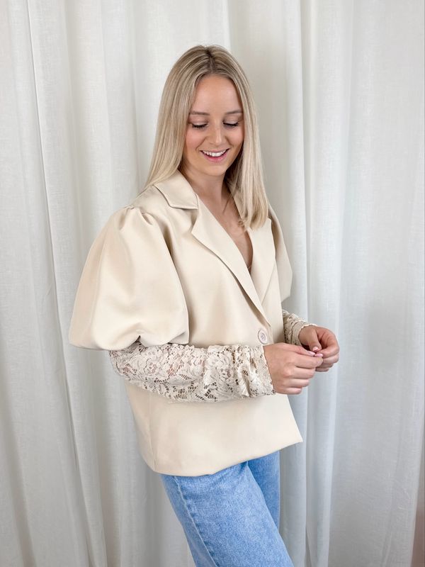 FLOOR LACE BLAZER BEIGE