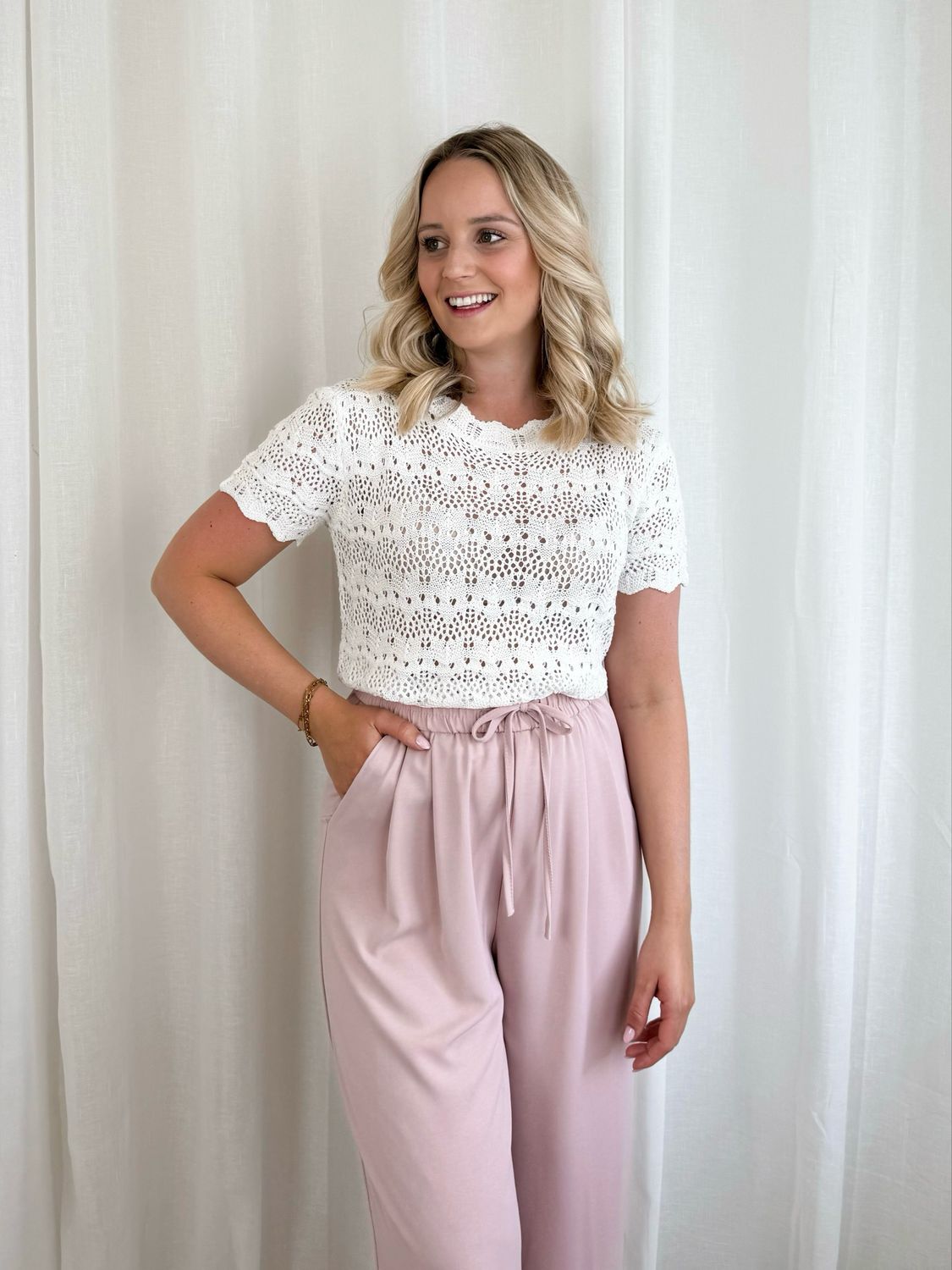 CROCHET TOP ECRU