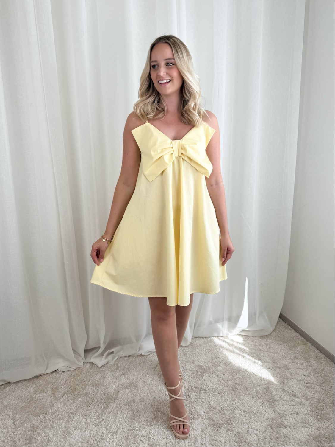 BUTTER YELLOW BOW DRESS