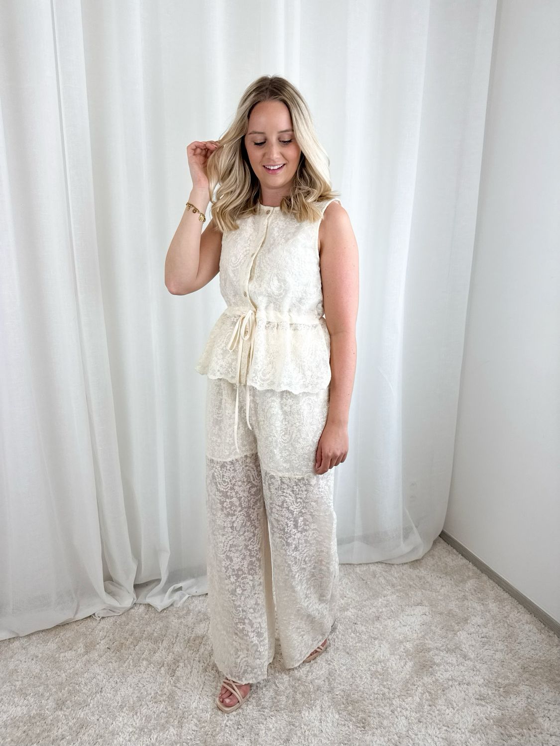 LIZE LACE TROUSER ECRU