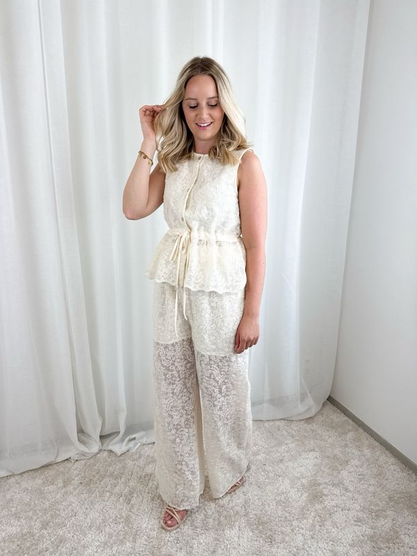LIZE LACE TROUSER ECRU