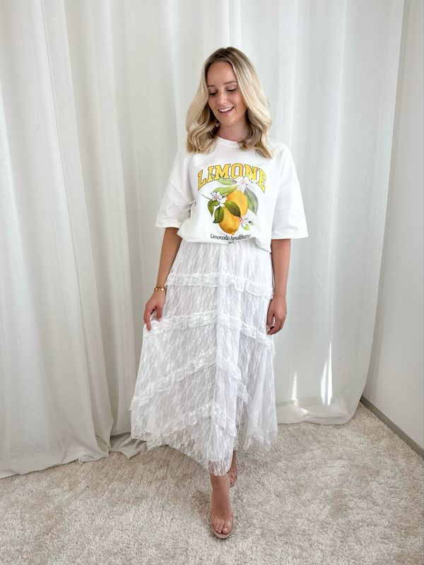 LONG LACE SKIRT ECRU