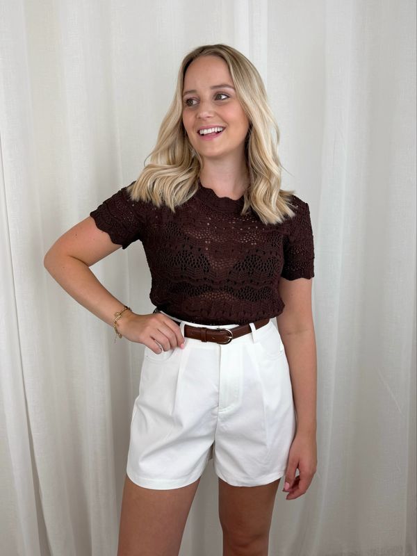 CROCHET TOP BROWN