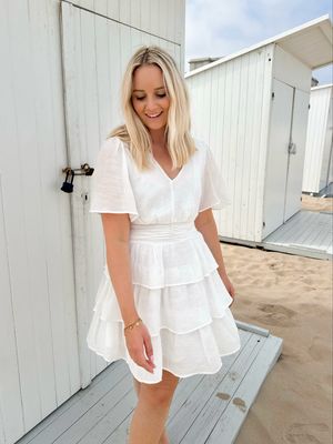 SHORT LINEN DRESS WHITE