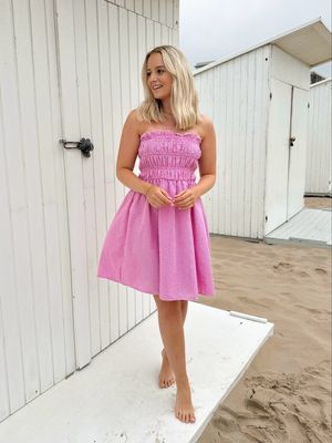 BANDEAU CARREAUX DRESS RED