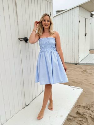 BANDEAU CARREAUX DRESS BLUE