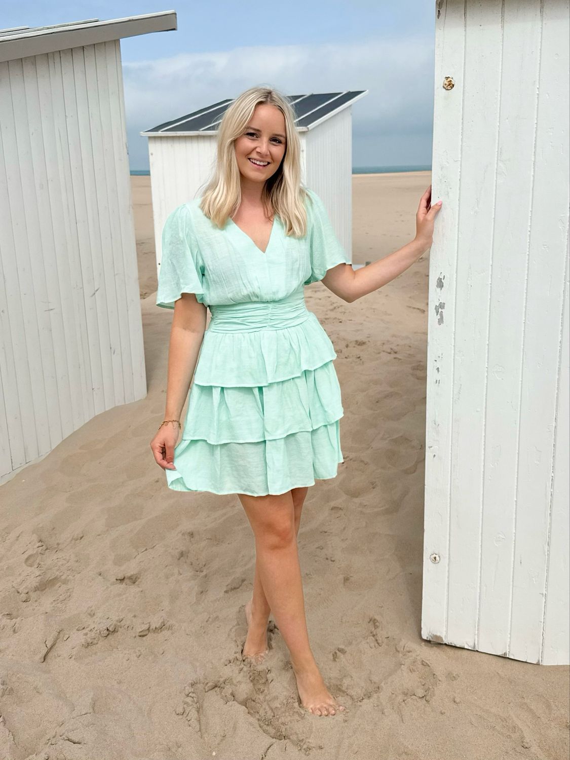 SHORT LINEN DRESS MINT