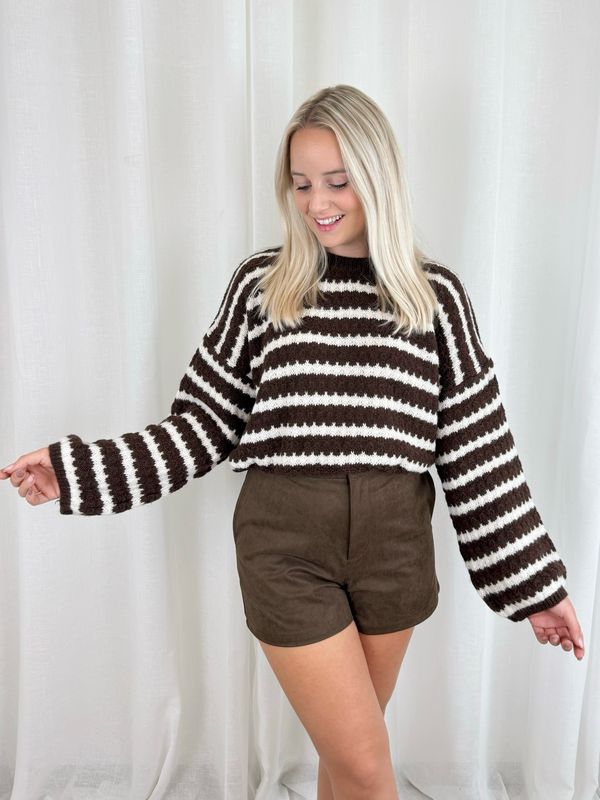 BRITT STRIPE SWEATER BROWN