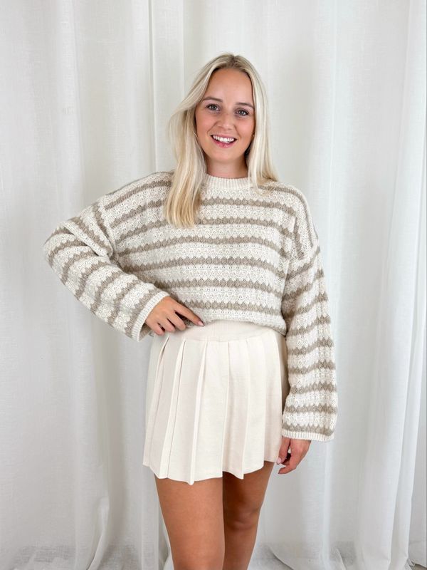 BRITT STRIPE SWEATER TAUPE