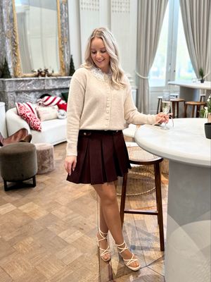 LEONIE PLISSEE SKIRT BROWN