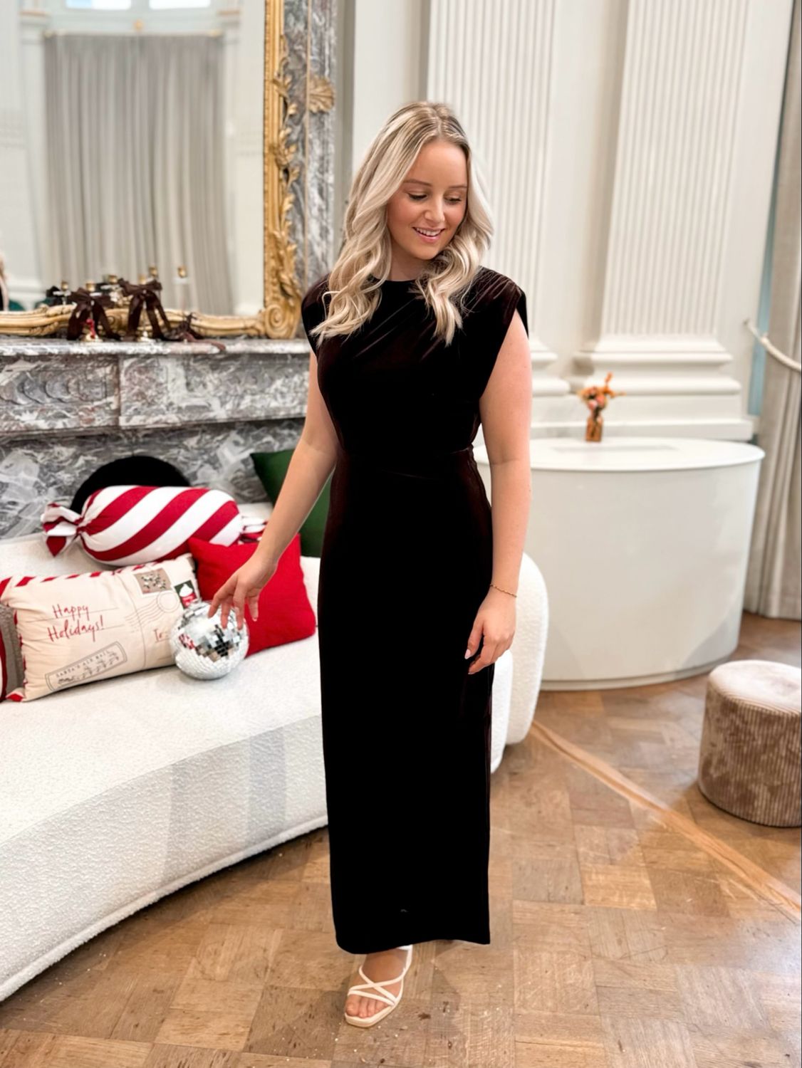 LONG VELVET DRESS BROWN