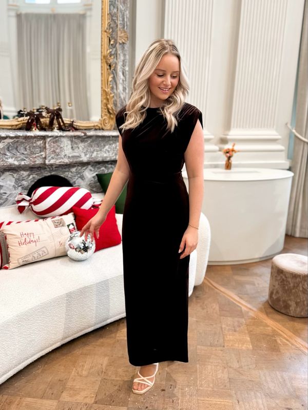 LONG VELVET DRESS BROWN