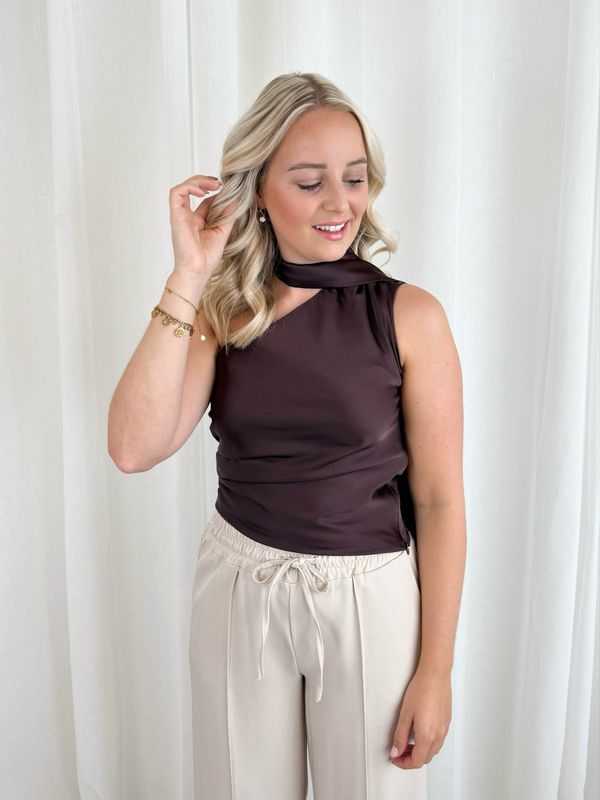 SATIN TOP BROWN
