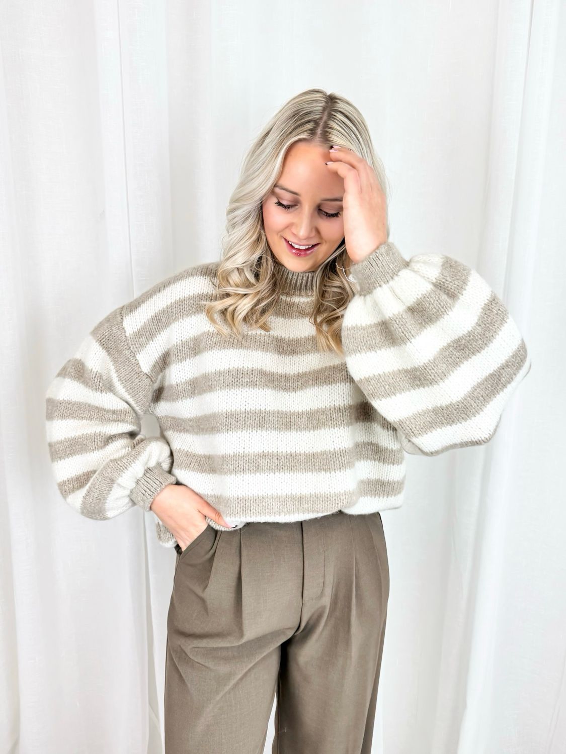 STRIPE SWEATER BEIGE
