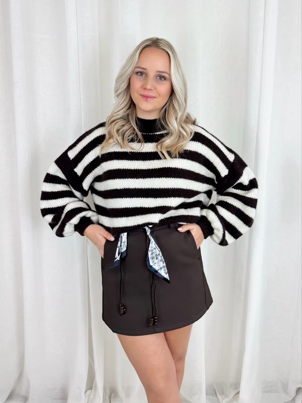 STRIPE SWEATER BROWN