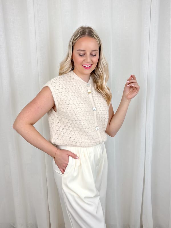 FLEUR BUTTON DEBARDEUR BEIGE