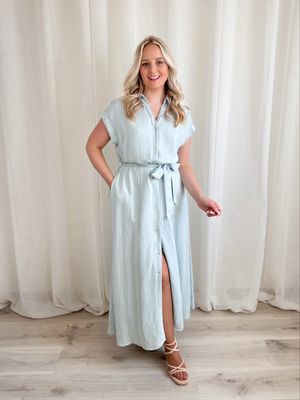 OLIVIA LONG DRESS OCEAN BLUE