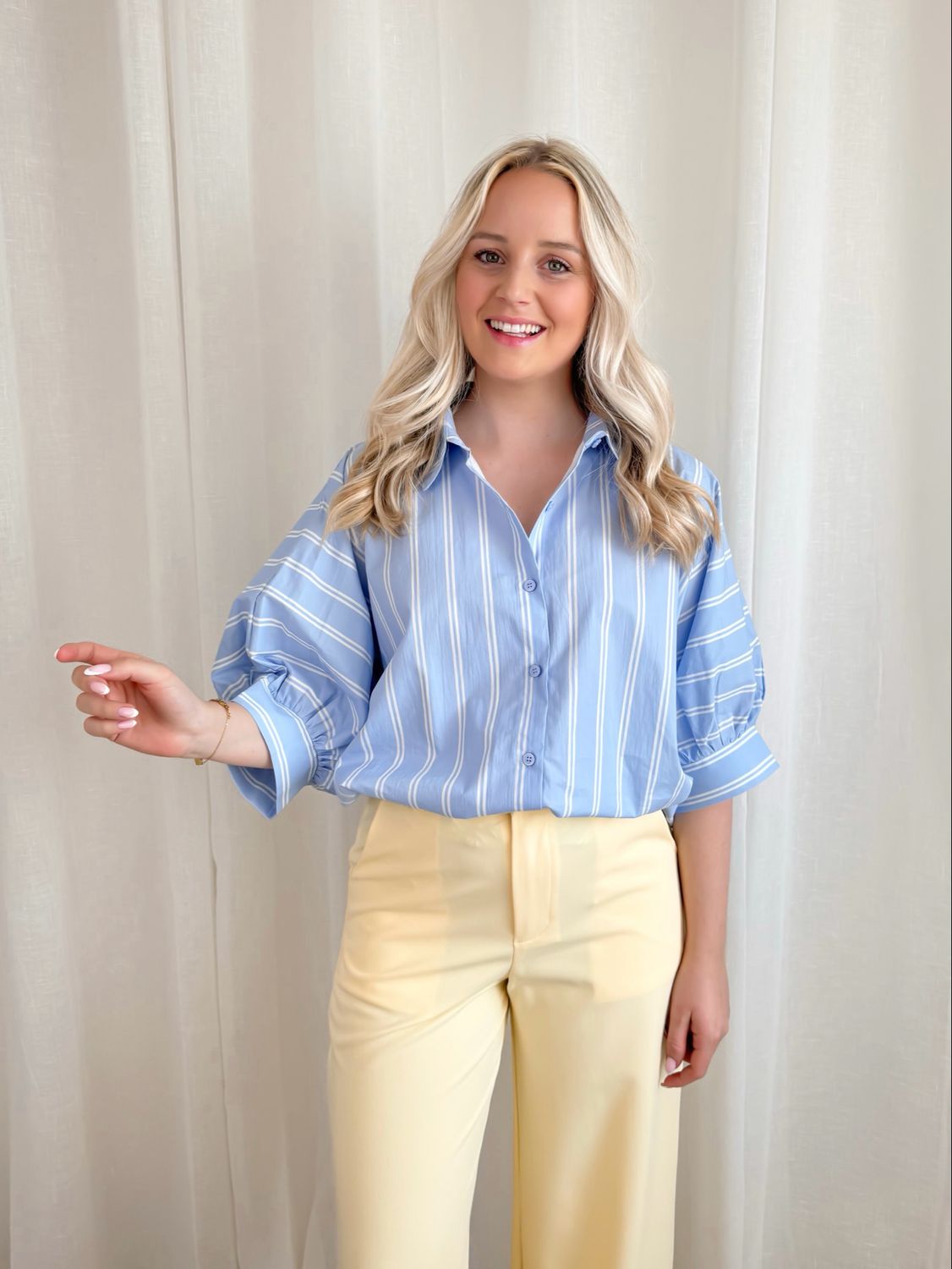 LIZZY STRIPE BLOUSE BLUE