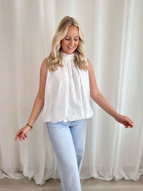 LOUA OPEN BACK DETAIL BLOUSE WHITE