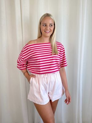 TESS STRIPE T-SHIRT PINK