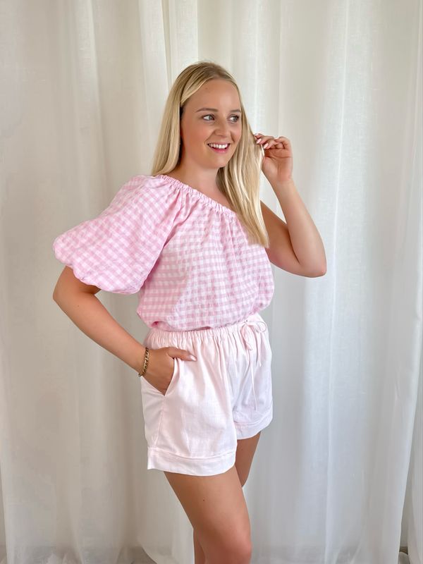 CARREAUX ONE SHOULDER TOP PINK