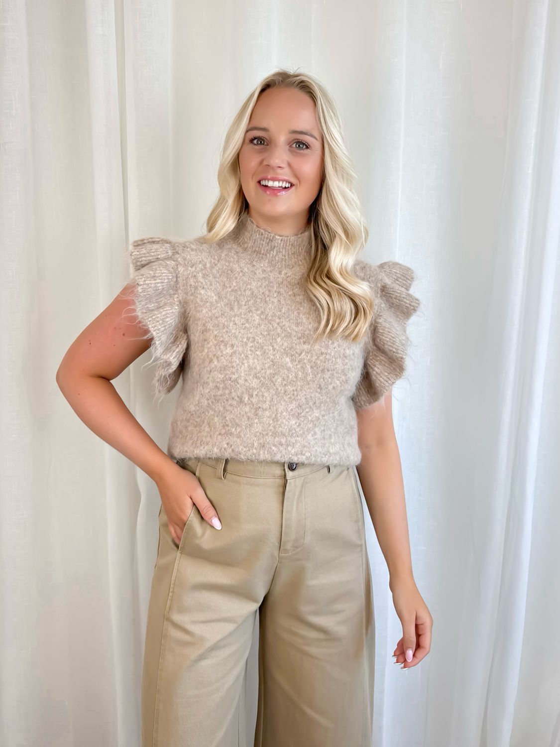 RUFFLE DEBARDEUR BEIGE