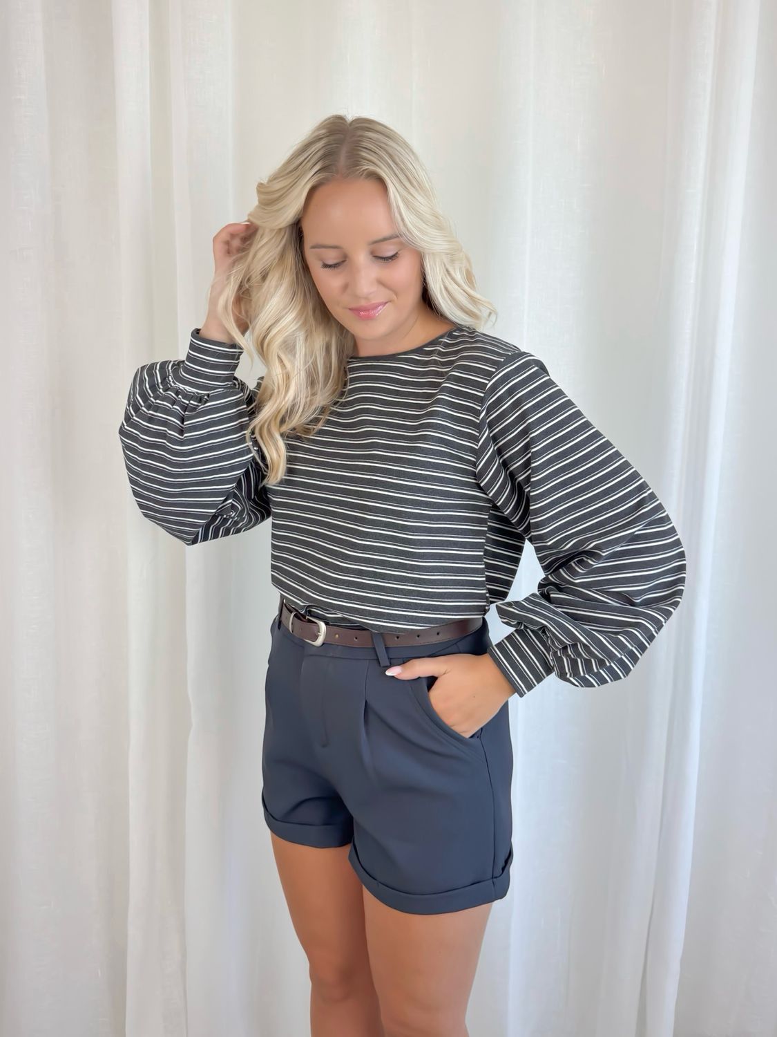 LOIS STRIPE SWEATER GRIS