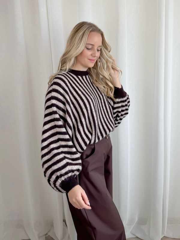 STELLA STRIPE SWEATER BROWN/BEIGE